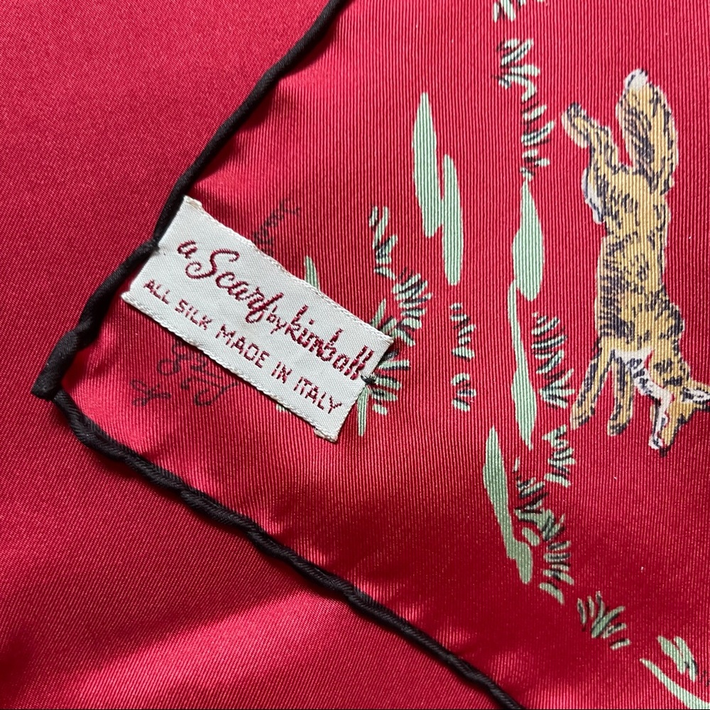 Vintage Red Equestrian Silk Scarf